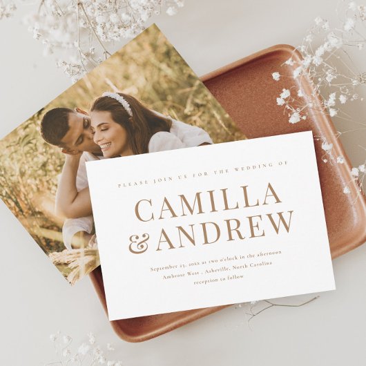 Invitation Simple Moderne Photo Élégant Mariage