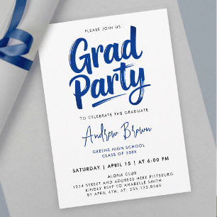 Invitation Simple Moderne Pinceau Diplômé Encre Calligraphie 