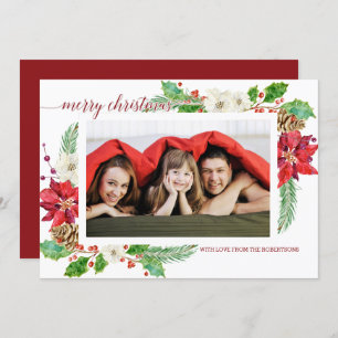 Invitation Simple moderne Poinsettia Floral Holly