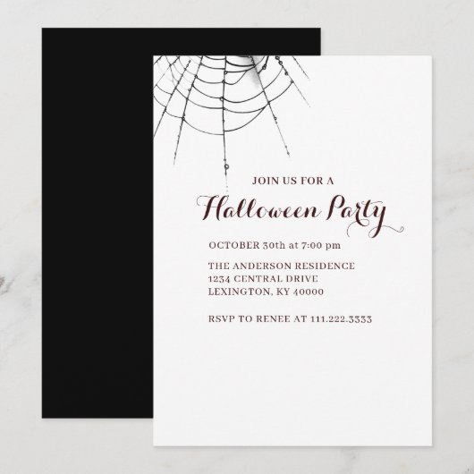 Invitation simple moderne pour une fête d'Hallowee (Devant / Derrière)