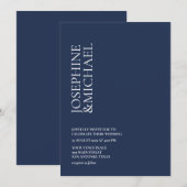 Invitation Simple Moderne Prénom Bleu Marine (Devant / Derrière)