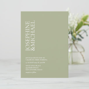 Invitation Simple Moderne Prénom Vert Sauge