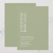 Invitation Simple Moderne Prénom Vert Sauge (Devant / Derrière)