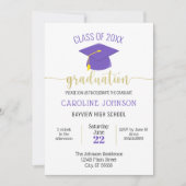 Invitation Simple Moderne Purple Gold Graduation (Devant)