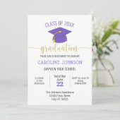 Invitation Simple Moderne Purple Gold Graduation (Debout devant)