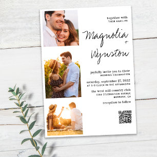 Invitation Simple moderne QR Code 3 Mariage photo