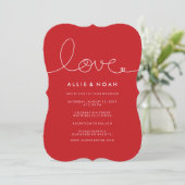 Invitation Simple moderne Red Loopy Love Coeur Mariage Invite (Debout devant)