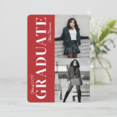 Invitation Simple moderne Red Photo Collage Party de graduati (Debout devant)