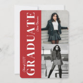 Invitation Simple moderne Red Photo Collage Party de graduati (Devant)