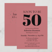 Invitation Simple moderne Red Surprise 50e anniversaire (Devant / Derrière)