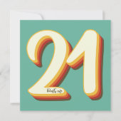 Invitation Simple Moderne Rétro Groovy 21e Anniversaire (Devant)