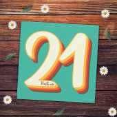 Invitation Simple Moderne Rétro Groovy 21e Anniversaire