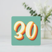 Invitation Simple Moderne Rétro Groovy 30e Anniversaire (Debout devant)