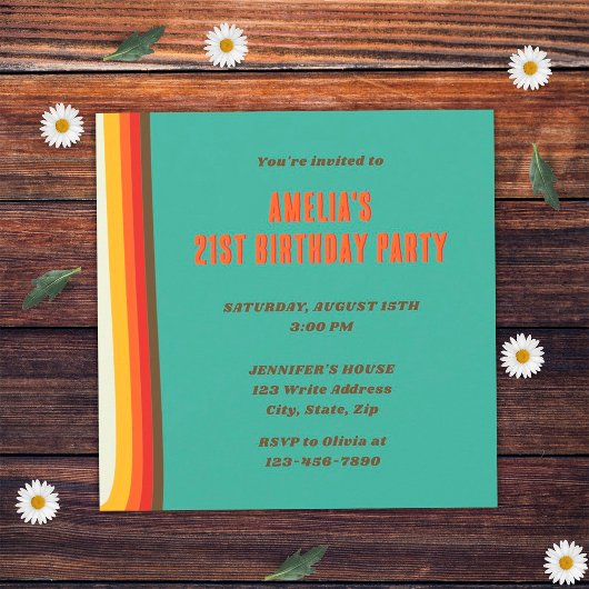 Invitation Simple moderne Retro Super 21e anniversaire