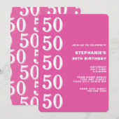 Invitation Simple Moderne Rose Jubilé 50e Anniversaire (Devant / Derrière)