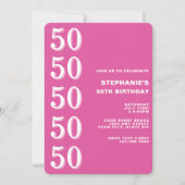 Invitation Simple Moderne Rose Jubilé 50e Anniversaire (Devant)