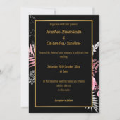 INVITATION SIMPLE MODERNE ROSE OR FLORAL MARIAGE TOUT NOIR (Devant)