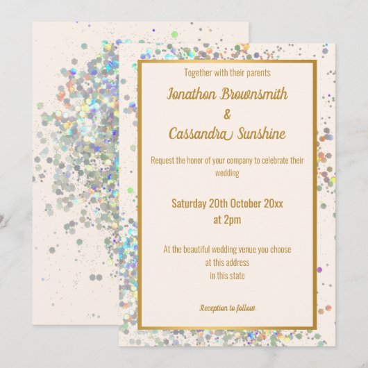 INVITATION SIMPLE MODERNE ROSE OR MARIAGE DE POINTE PASTEL (Devant / Derrière)