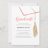 Invitation simple moderne rouge et blanc avec pomp (Devant)