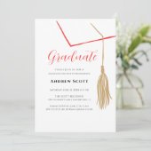 Invitation simple moderne rouge et blanc avec pomp (Debout devant)