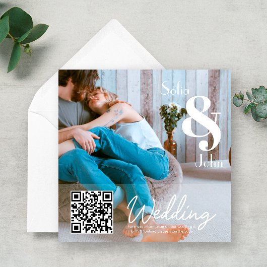 Invitation Simple moderne RSVP QR Code Mariage photo