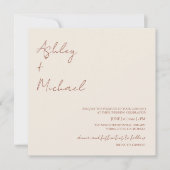 Invitation Simple moderne Script code robe photo Boho Mariage (Devant)