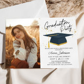 Invitation Simple Moderne Script College Photo Graduation