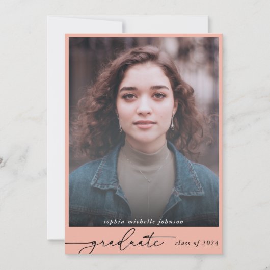 Invitation Simple Moderne Script de la partie photo | Rose (Devant)