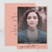 Invitation Simple Moderne Script de la partie photo | Rose (Devant / Derrière)