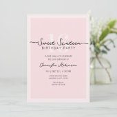 Invitation Simple Moderne Script Douce Seize Rose Pâle (Debout devant)