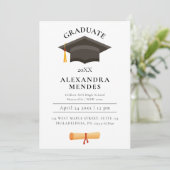 Invitation Simple moderne Simple Gold Script Graduation Party (Debout devant)