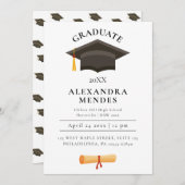 Invitation Simple moderne Simple Gold Script Graduation Party (Devant / Derrière)