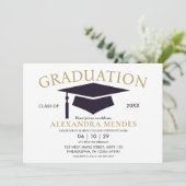 Invitation Simple moderne Simple Gold Script Graduation Party (Debout devant)