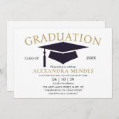 Invitation Simple moderne Simple Gold Script Graduation Party (Devant / Derrière)