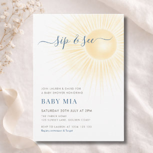 Invitation Simple Moderne Sunshine Sip & See Neutre