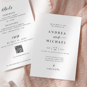 Invitation Simple Moderne Tout en Un Mariage au Cœur Dessiné 