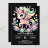 Invitation Simple moderne Unicorne numérique anniversaire (Devant / Derrière)