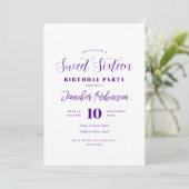Invitation Simple moderne violet blanc photo doux 16 Seize (Debout devant)