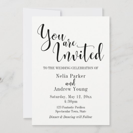 Invitation Simple, Moderne, Vous Êtes Invité Mariage De Typog (Devant)