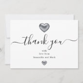 Invitation Simple moderne WhiteWedding Coeur d'argent (Devant)