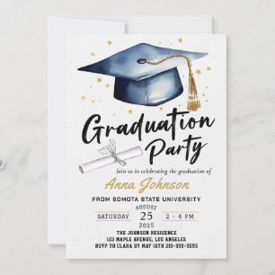 Invitation Simple Modernité Script Calligraphy Graduation Par