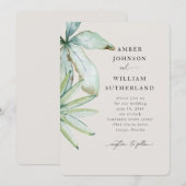 Invitation Simple Moments Crème Mariage Tropical (Devant / Derrière)