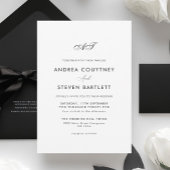 Invitation Simple Monogram Black and White Wedding