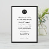 Invitation Simple Monogram | Mariage Noir et Blanc (Debout devant)