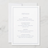 Invitation Simple Monogramme Bleu Poussiéreux Élégant de Mari (Dos)