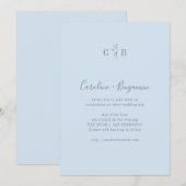 Invitation Simple Monogramme Botanique Bleu Clair Mariage Boh (Devant / Derrière)