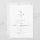 Invitation Simple Monogramme Botanique QR Code Mariage photo (Devant)