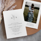 Invitation Simple Monogramme Botanique QR Code Mariage photo