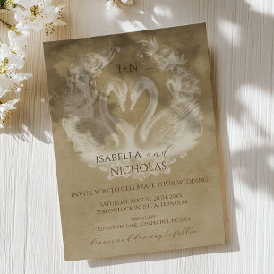 Invitation Simple Monogramme calligraphie Mariage de Swan rom
