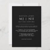Invitation Simple Monogramme Elegant minimaliste Mariage (Devant)